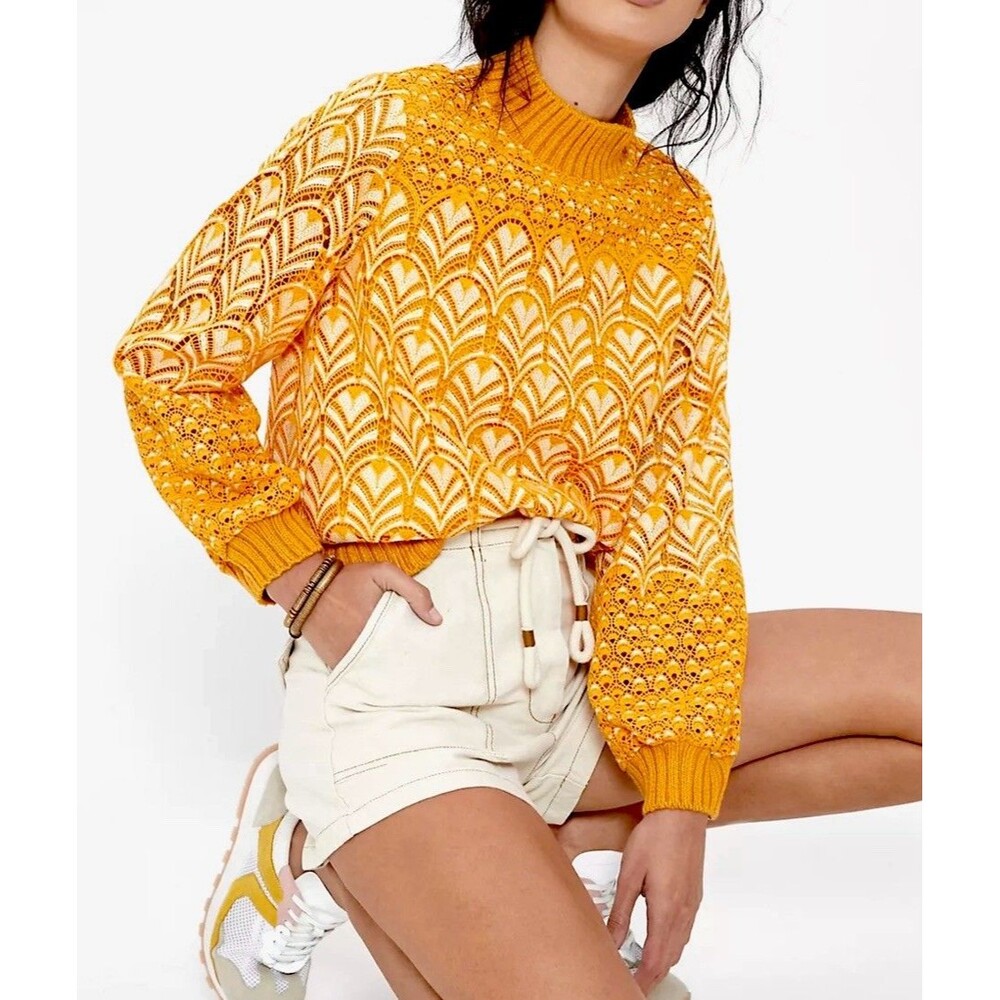 Gayla Lace Blouse Daniel Rainn  Anthropologie Mustard Yellow Zip Neck Tunic XS